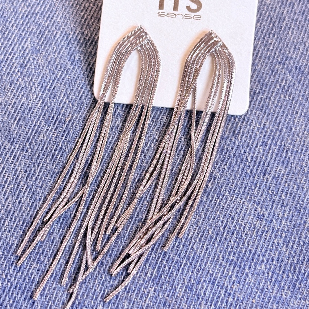 Silver chain earrings